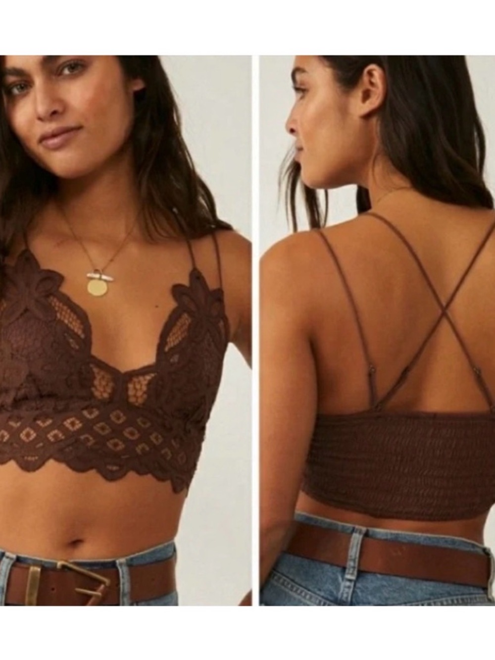 Free People Adella Lace Bralette | Brown | Large